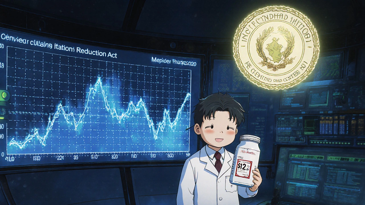 A holographic system reveals transparent drug pricing in a 2026 Medicaid control room, with a Cost Plus pill bottle visible.