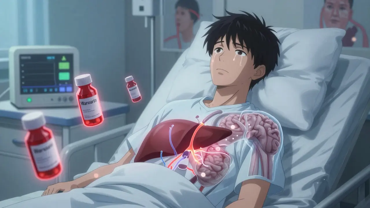 A patient surrounded by fading prescription bottles as gene therapy alters their body internally.