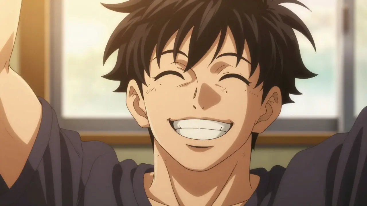 A person smiling happily after recovering from facial nerve paralysis.